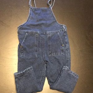 Zara dark denim lines overalls. 12-18 months.